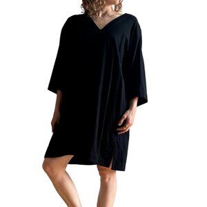 Arket Sz M Neps Black Cotton Relaxed Tunic Dress